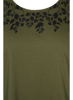 Katoenen t-shirt met print details, Ivy Green Mel Leaf, Packshot image number 2