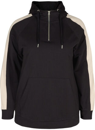 Sweatshirt met capuchon en zak, Black, Packshot image number 0