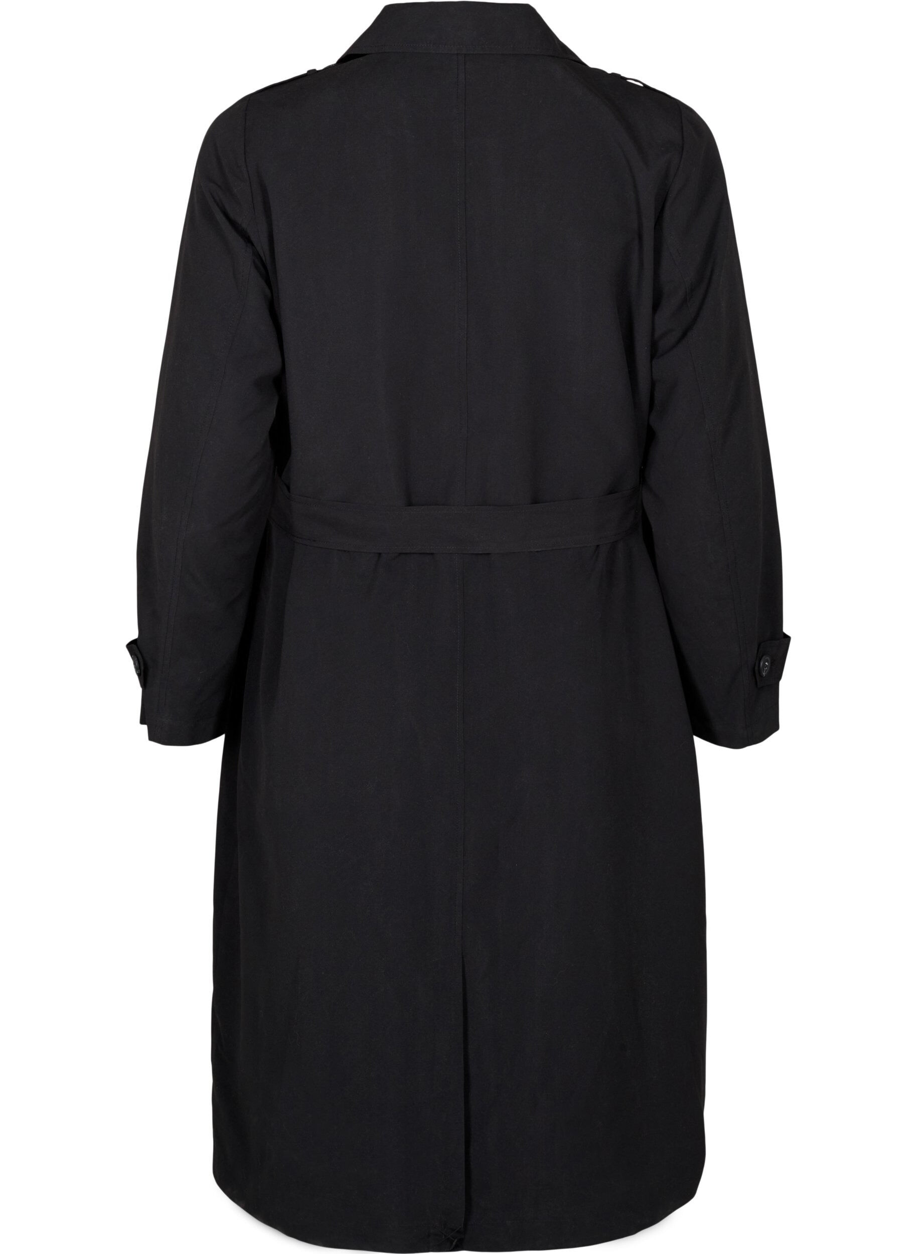 ZizziLange trenchcoat met riem, Black, Packshot image number 1
