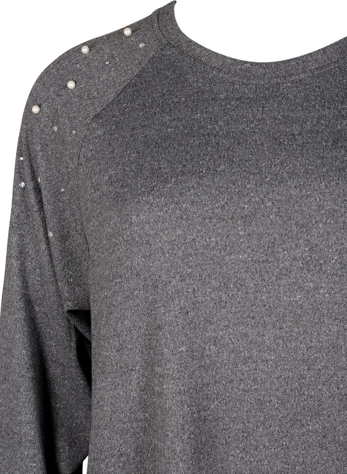 Lange mouwen jurk met parels, Grijs, Packshot image number 2