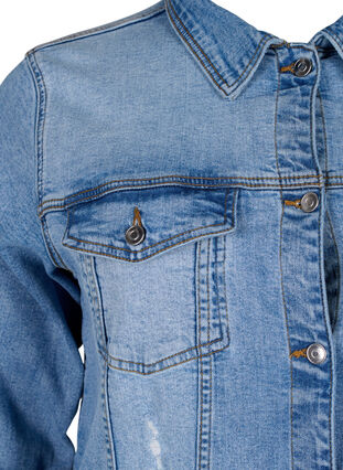 Kort katoenen spijkerjasje, Light blue denim, Packshot image number 2