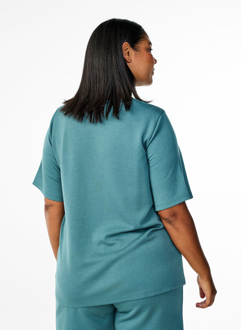 T-shirt en modal mélangé, Vert, Model image number 2