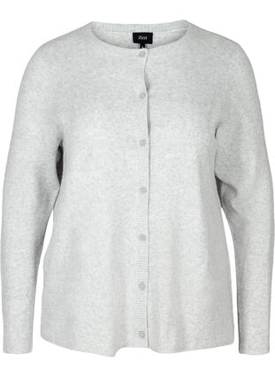 Kort gemêleerd gebreid vest met knoopsluiting, Light Grey Melange, Packshot image number 0
