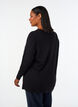 Blouse tricot&eacute;e en m&eacute;lange coton-viscose, Noir, Model image number 2