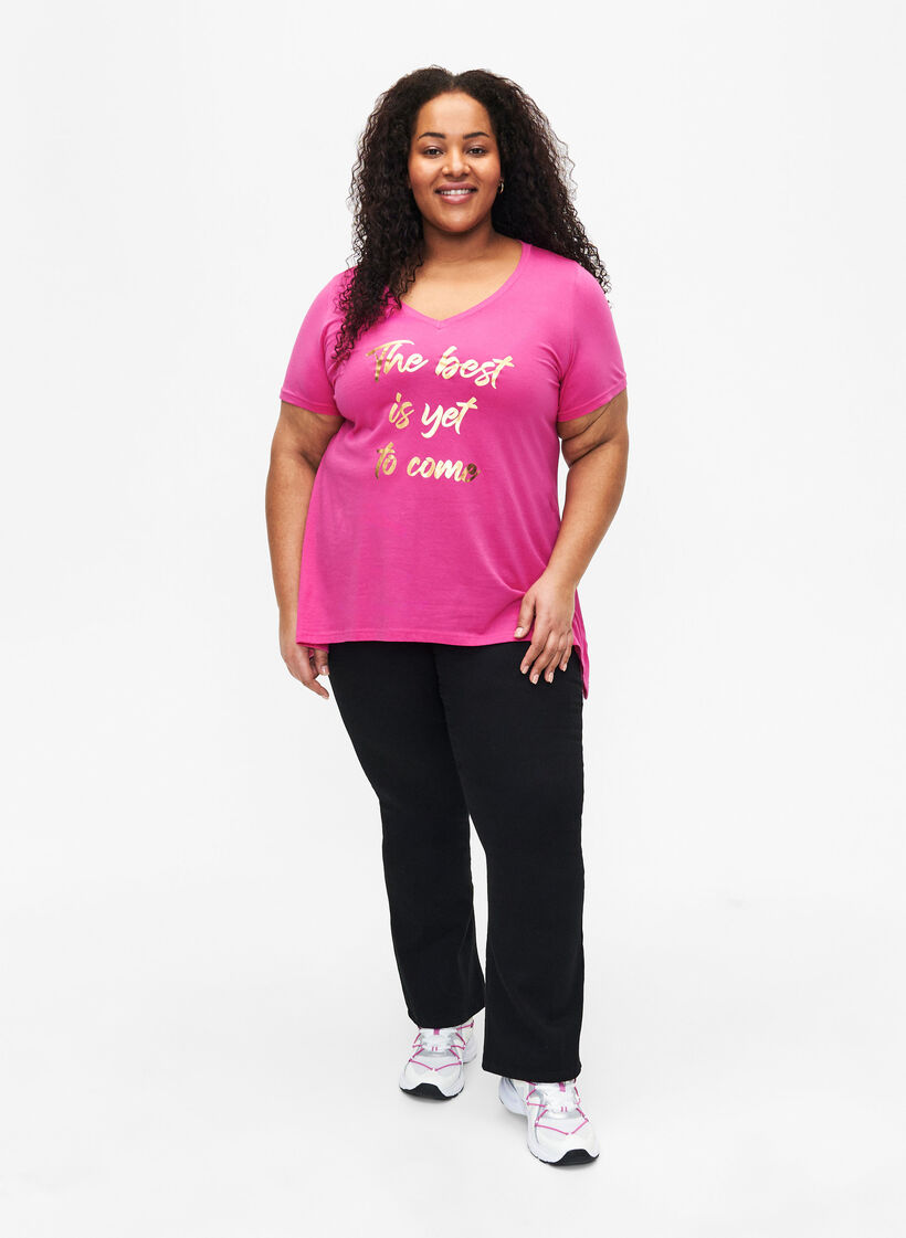 Katoenen T-shirt met korte mouwen, Raspberry S. Best, Model image number 2