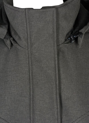 Lange softshell jas met capuchon, Dark Grey Melange, Packshot image number 2