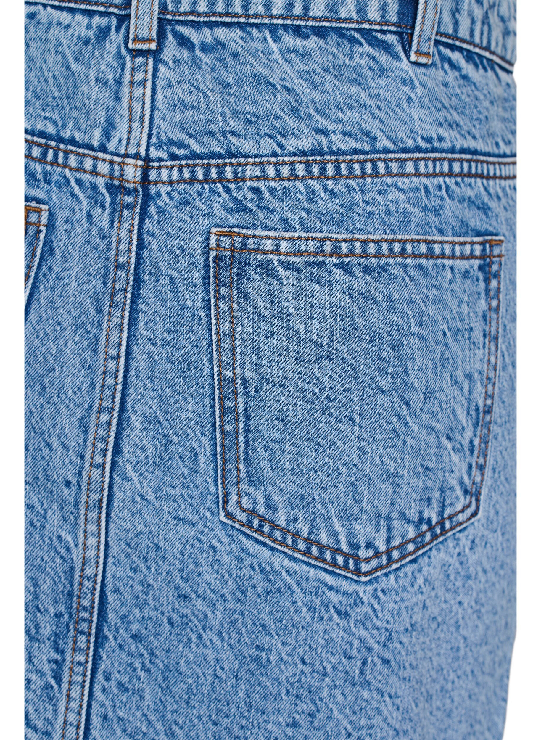 Zizzi Jupe courte en jean avec poches, Bleu Clair, Packshot image number 3