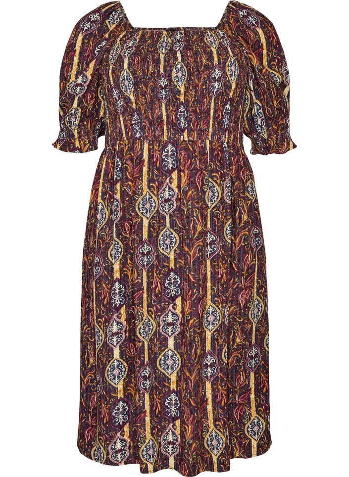 Robe d'&eacute;t&eacute; en viscose &agrave; imprim&eacute; paisley, Violet, Packshot image number 0