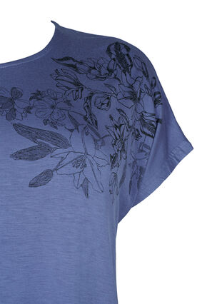 T-shirt à manches courtes en viscose avec imprimé floral, Coastal Fjord Flower, Packshot image number 3