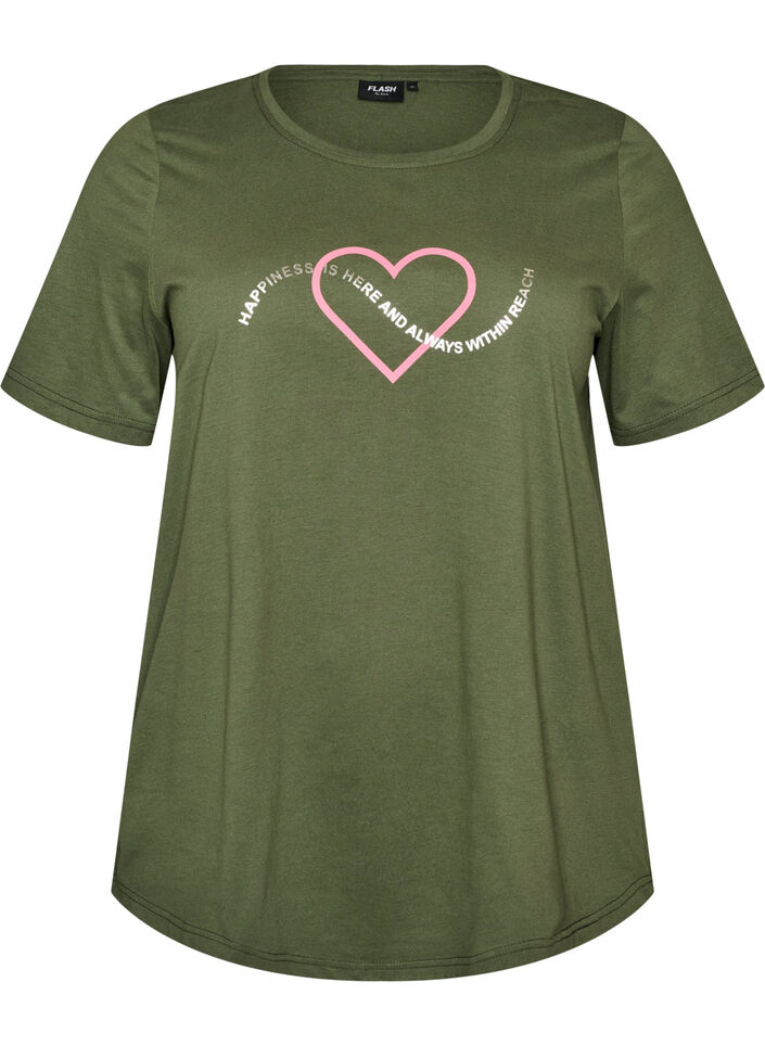 T-shirt met motief, Groen, Packshot image number 0