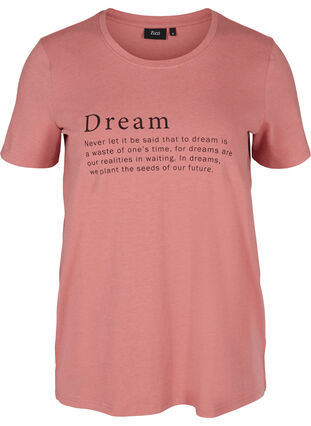Pyjama-shirt met korte mouwen en print, Dusty Rose Mélange, Packshot image number 0