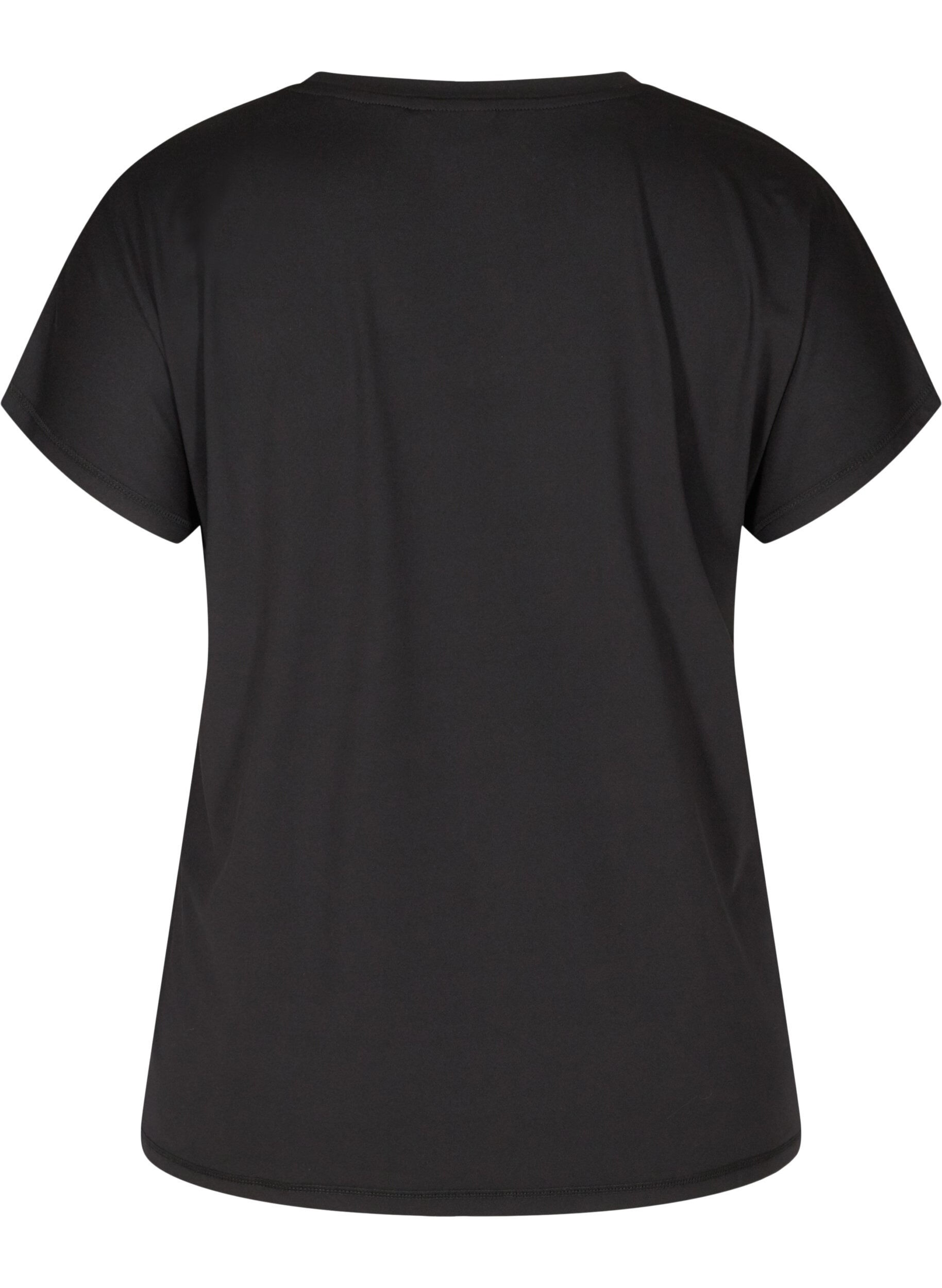 Zizzi T-shirt de sport ample avec col en v, Noir, Packshot image number 1