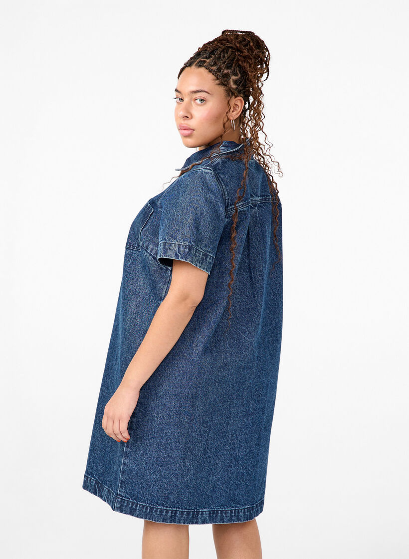 Chemise en jean longue à manches courtes, Blue Denim, Model image number 1