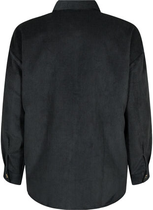 Fluwelen overhemd met lange mouwen en borstzakken, Black, Packshot image number 1
