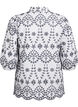 Blouse met 3/4 mouwen en contrasterende broderie anglaise, Wit, Packshot image number 1