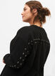 Trui tuniek met trekkoord details, Black, Model image number 2
