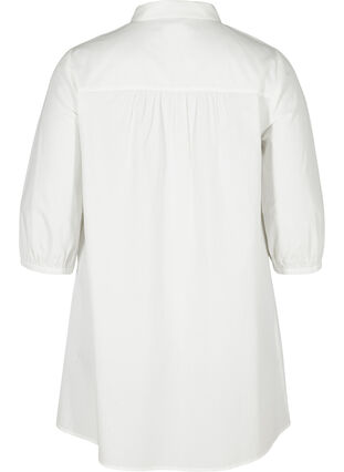 Tunique en coton à manches 3/4 et dentelle, Bright White, Packshot image number 1