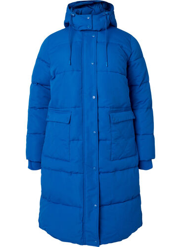Longue veste polaire avec poches et capuche, French Blue, Packshot image number 0