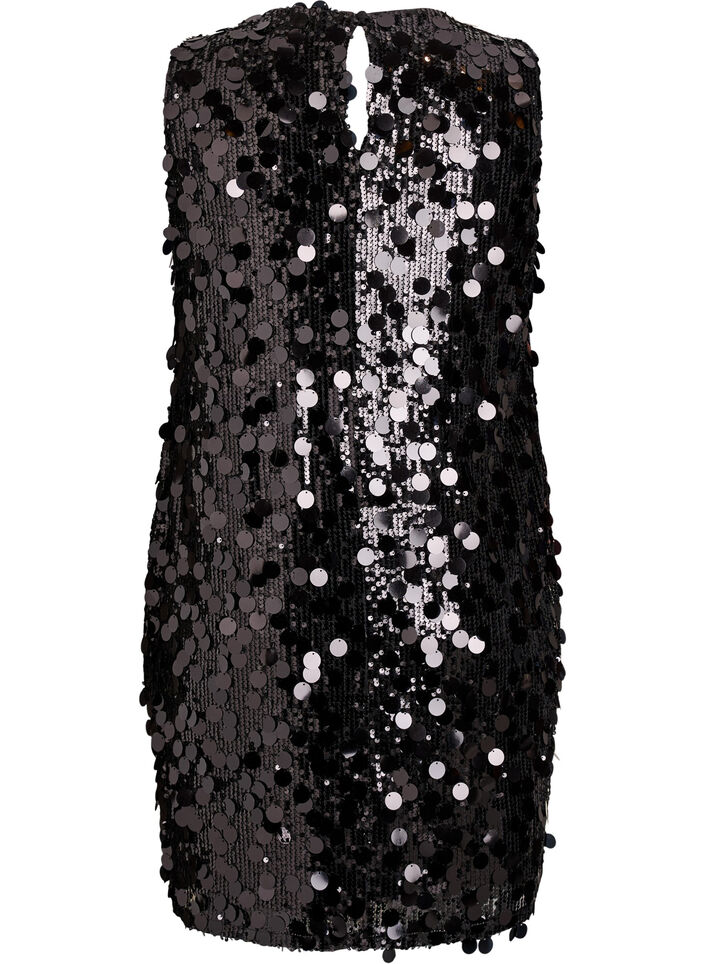 Robe courte à sequins, Noir, Packshot image number 1