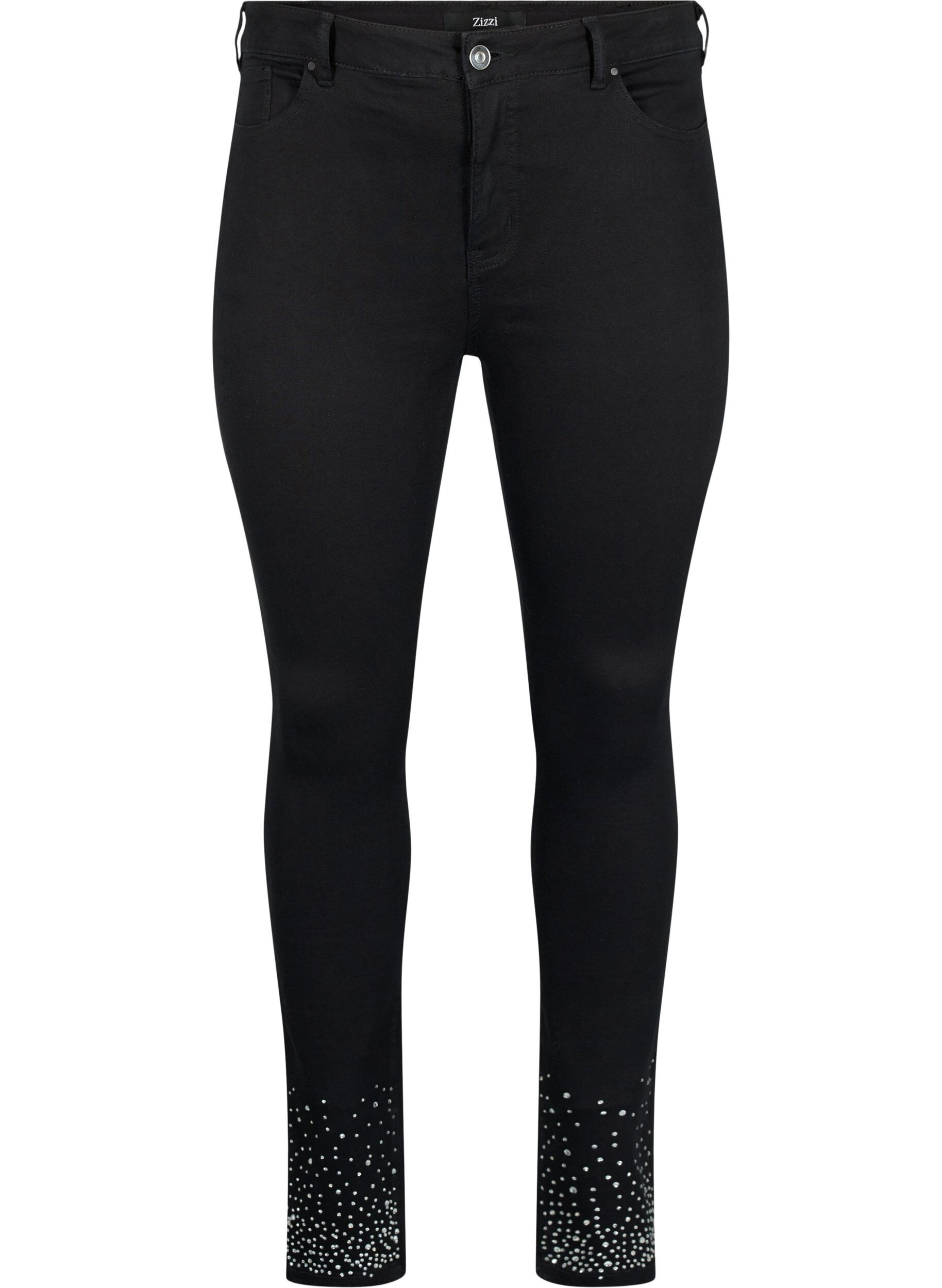 ZizziHoge taille Amy jeans met strass steentjes, Black, Packshot image number 0
