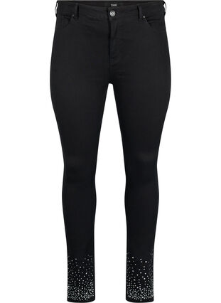 Hoge taille Amy jeans met strass steentjes, Black, Packshot image number 0