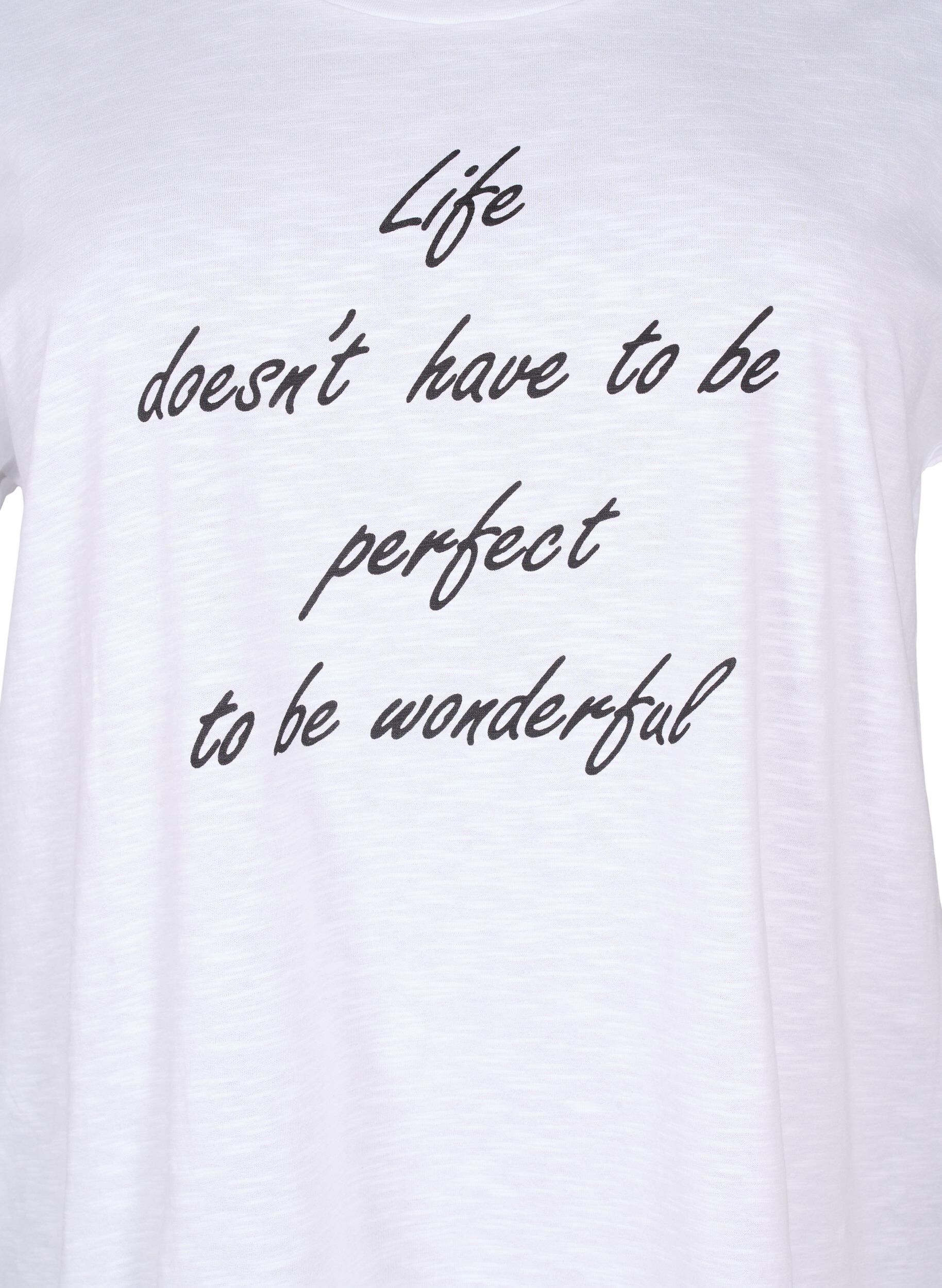 Zizzi T-shirt imprim&eacute; en coton biologique, B. White Black Print, Packshot image number 2