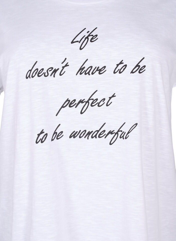 Bedrukt T-shirt van biologisch katoen, B. White Black Print, Packshot image number 2