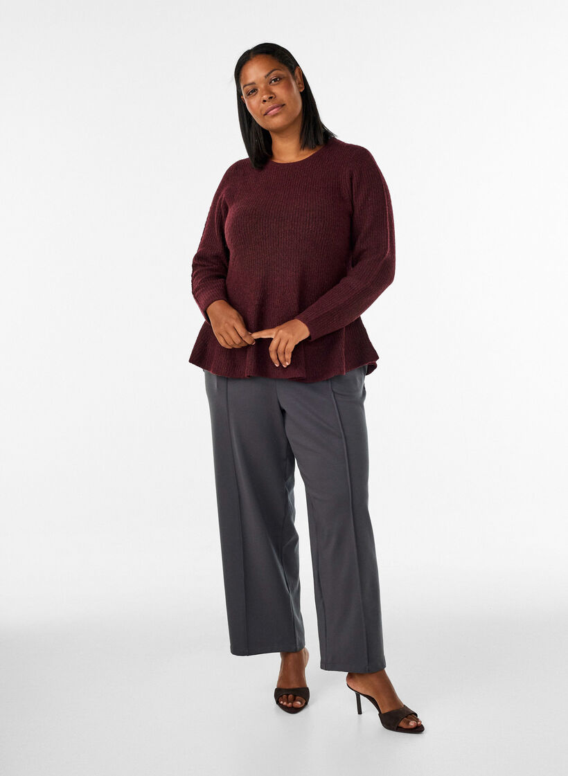 A-lijn gebreide blouse, Rood, Model image number 1