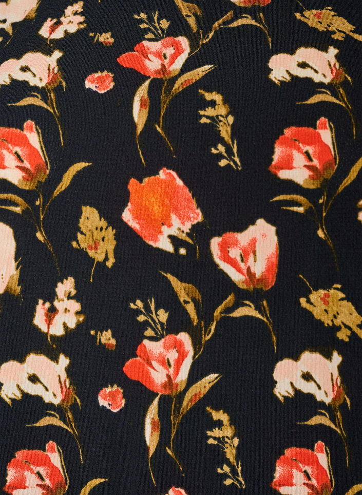 Jurk met print en korte mouwen, Zwart, Packshot image number 2