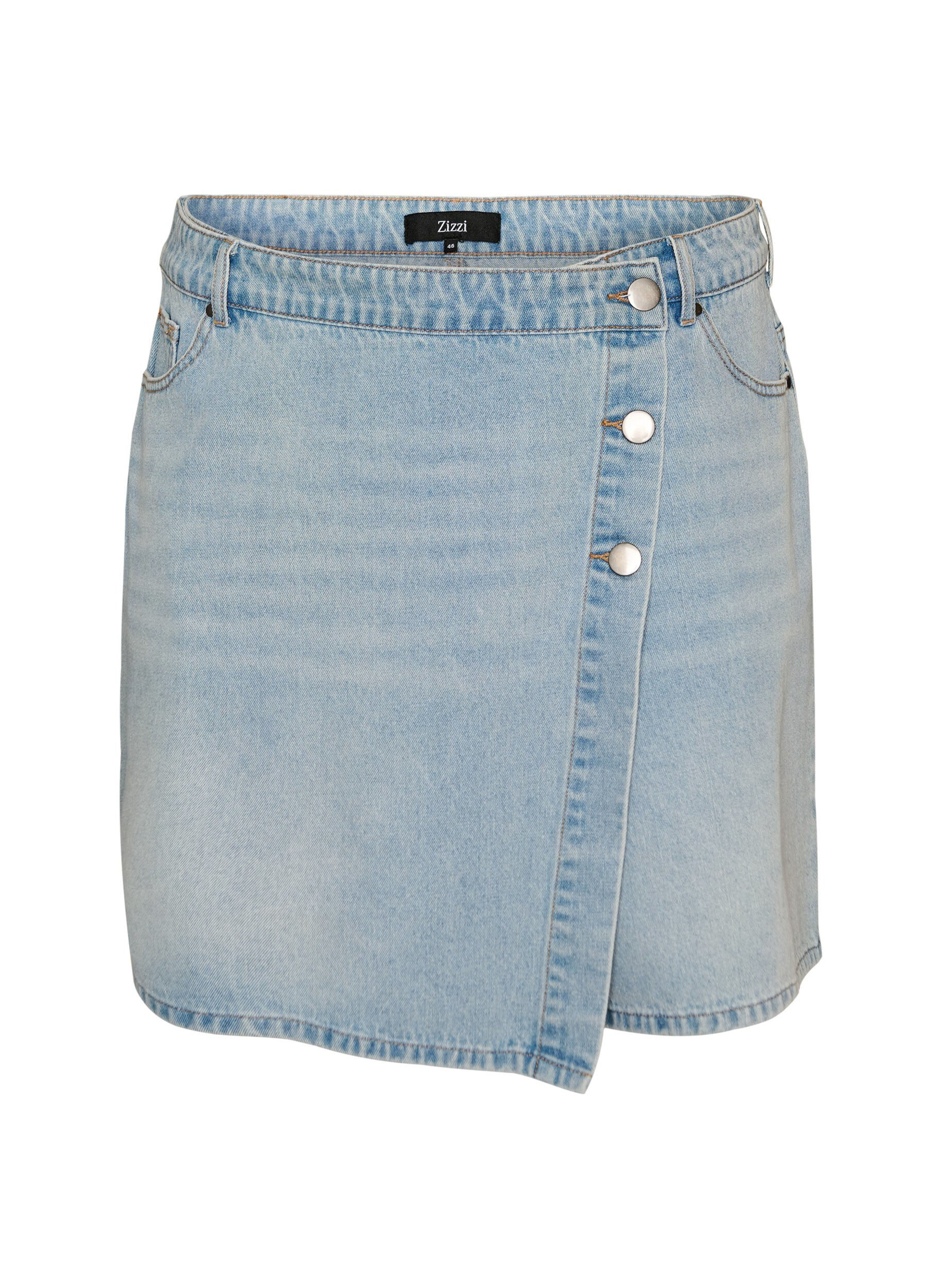 ZizziDenim skort met overslag en hoge taille, Blauw, Packshot image number 0