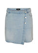Denim skort met overslag en hoge taille, Blauw, Packshot image number 0