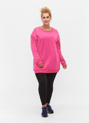 Sweat-shirt en coton avec imprimé, Fuchsia Purple, Model image number 2