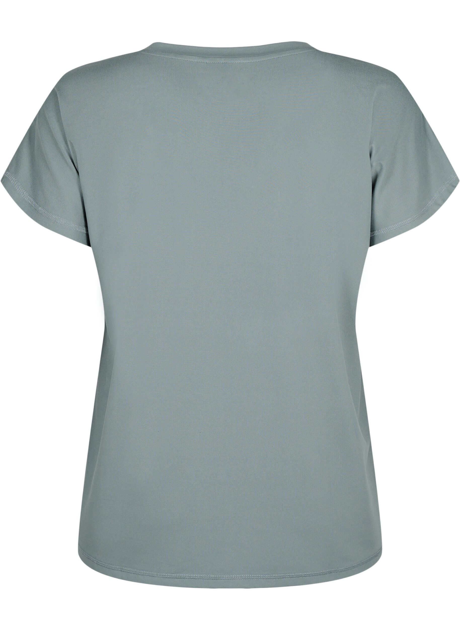 Zizzi T-shirt de sport ample avec col en V, Balsam Green, Packshot image number 1
