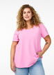 T-shirt basique en coton de couleur unie, Rose, Model image number 0