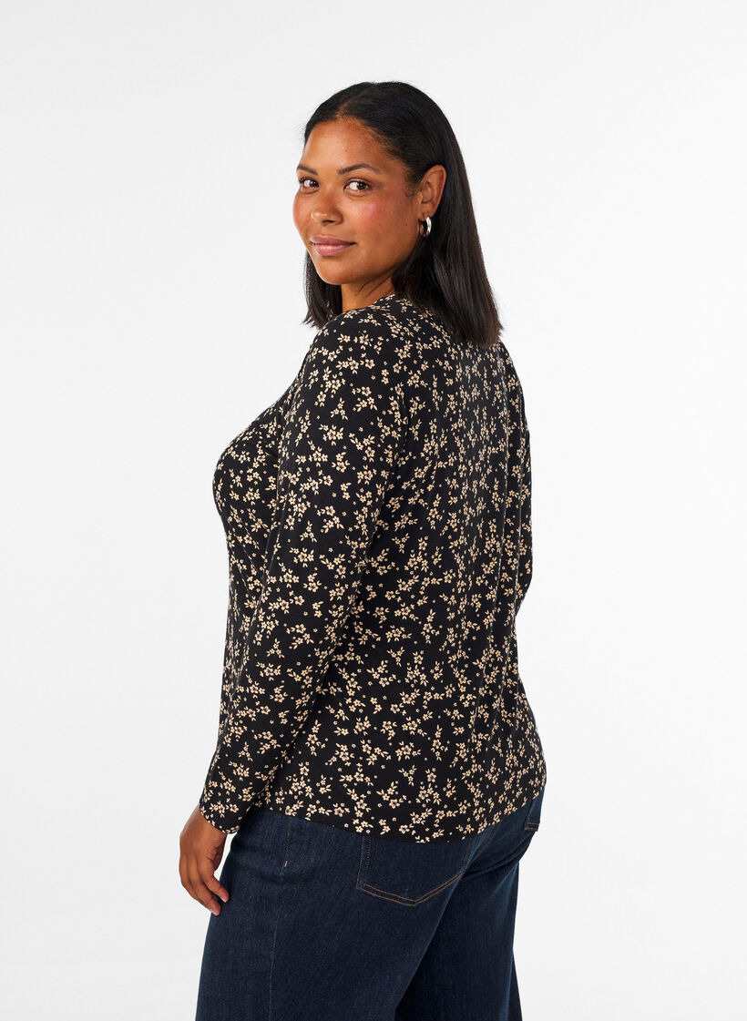 Blouse &agrave; manches longues, Noir, Model image number 2