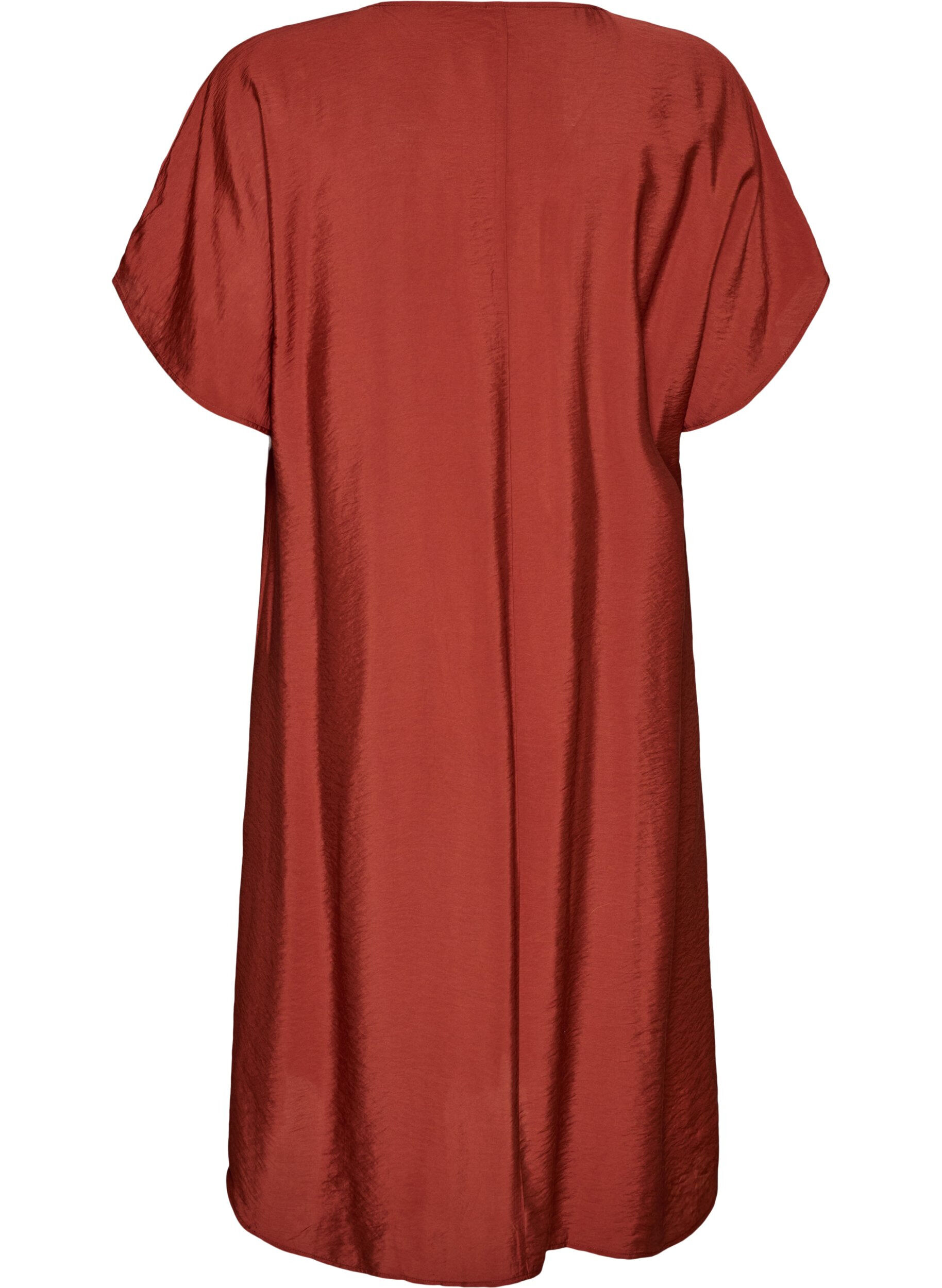 ZizziJurk met V-hals van viscose, Rood, Packshot image number 1