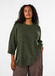 Geribde trui met 3/4 mouwen, Groen, Model image number 0