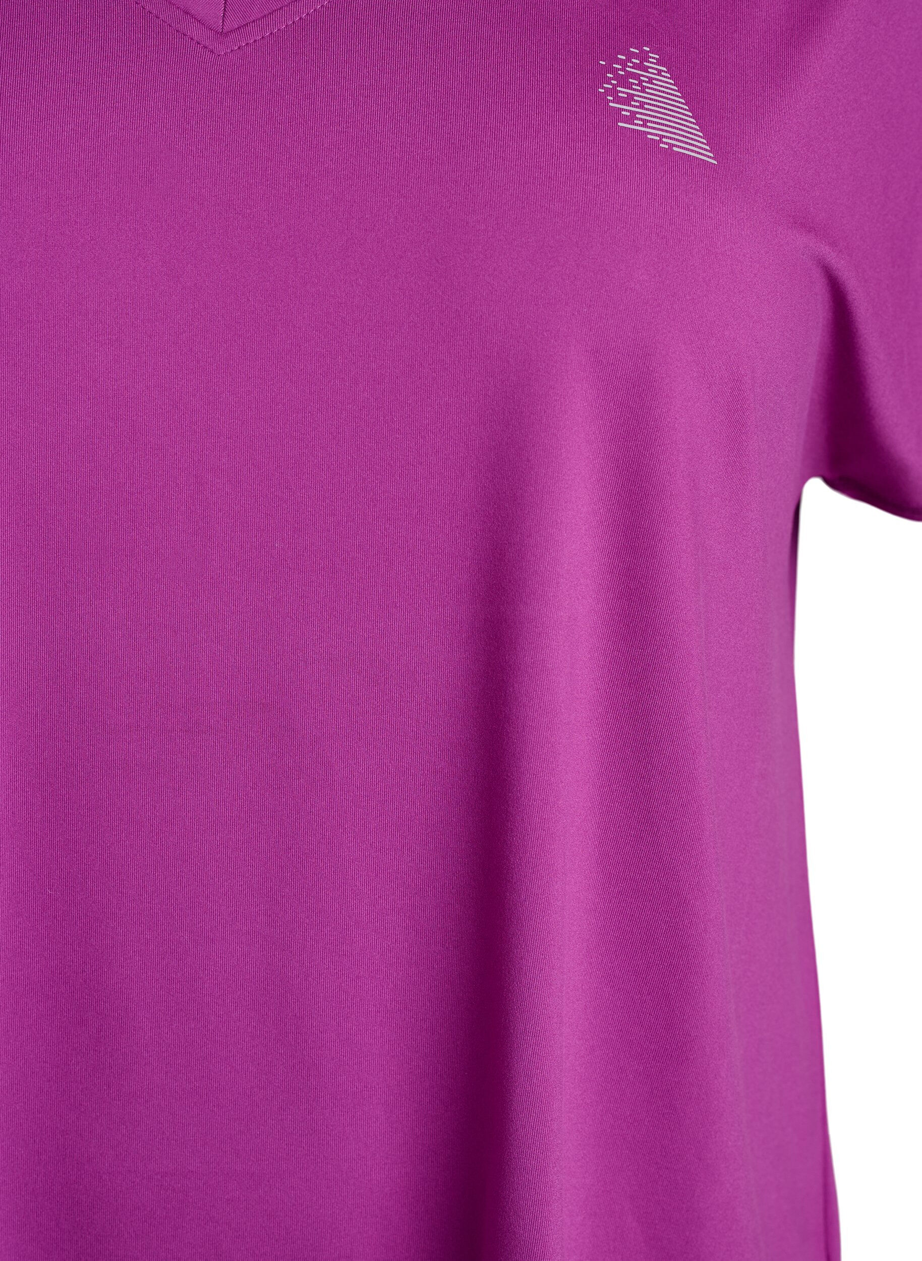 ZizziSportief t-shirt met korte mouwen en v-hals, Paars, Packshot image number 2