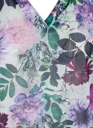 Blouse fleurie à 2/4 manches, Purple Flower mix, Packshot image number 2