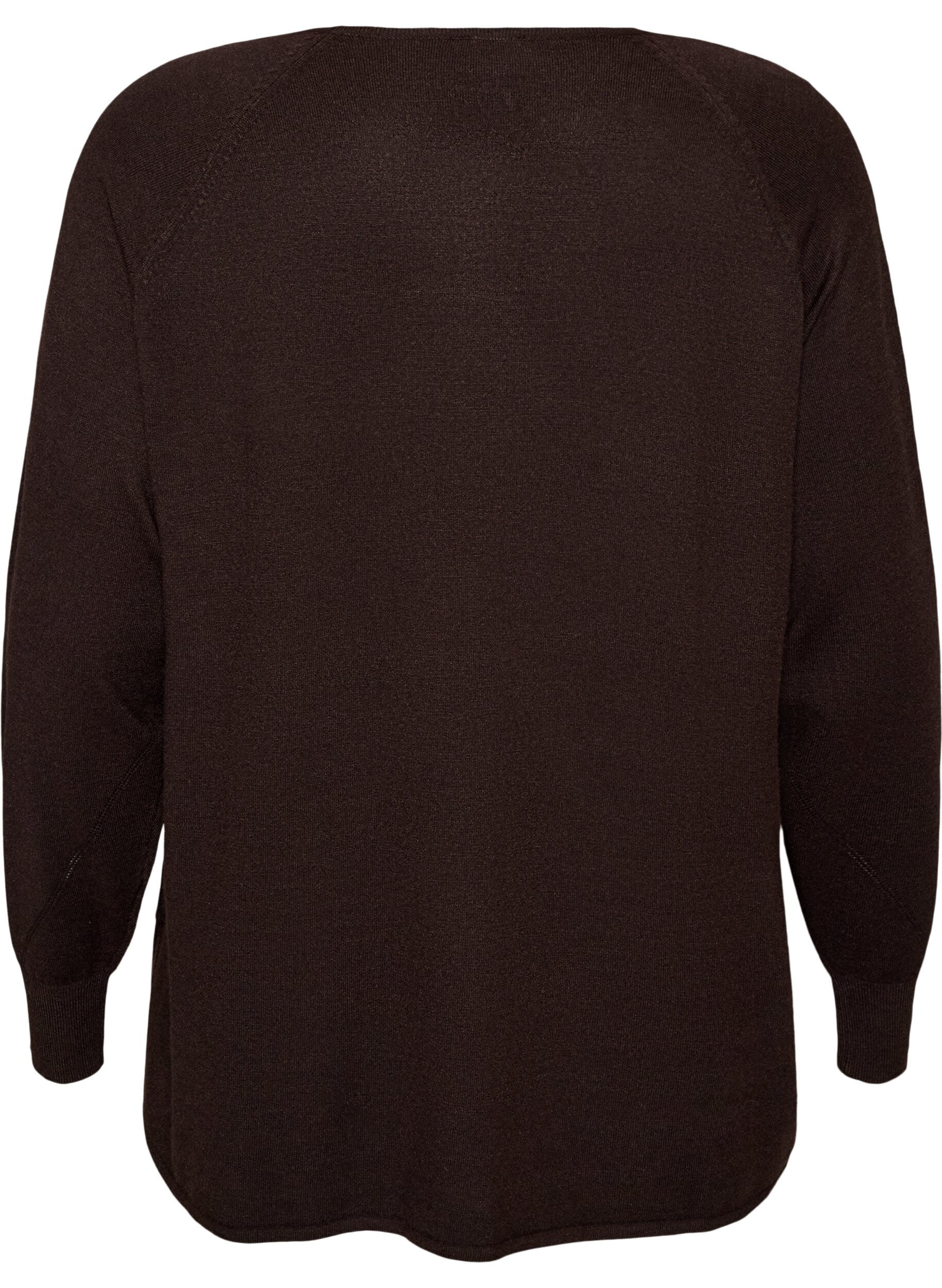 ZizziChemisier en tricot avec col rond et motif tricot, Marron, Packshot image number 1