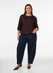 Blouse avec texture verticale et fils scintillants, Marron, Model image number 1
