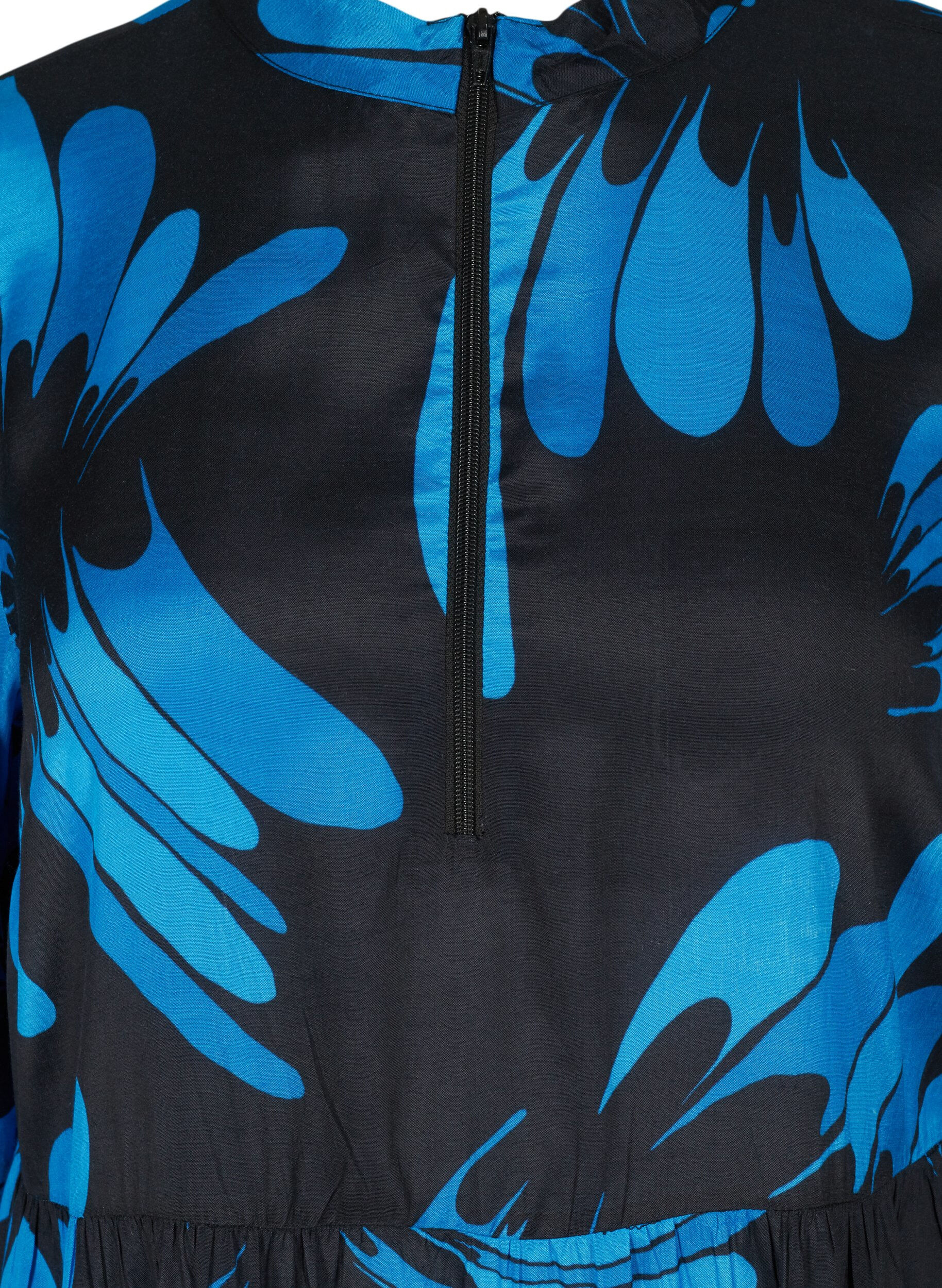 Zizzi Tunique en viscose imprim&eacute;e avec fermeture &eacute;clair, Dark Blue AOP, Packshot image number 2