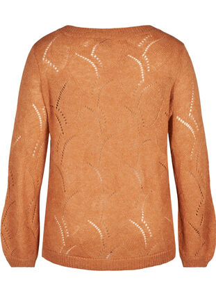 Gebreide blouse met patroon en wol, Amber Brown MEL, Packshot image number 1