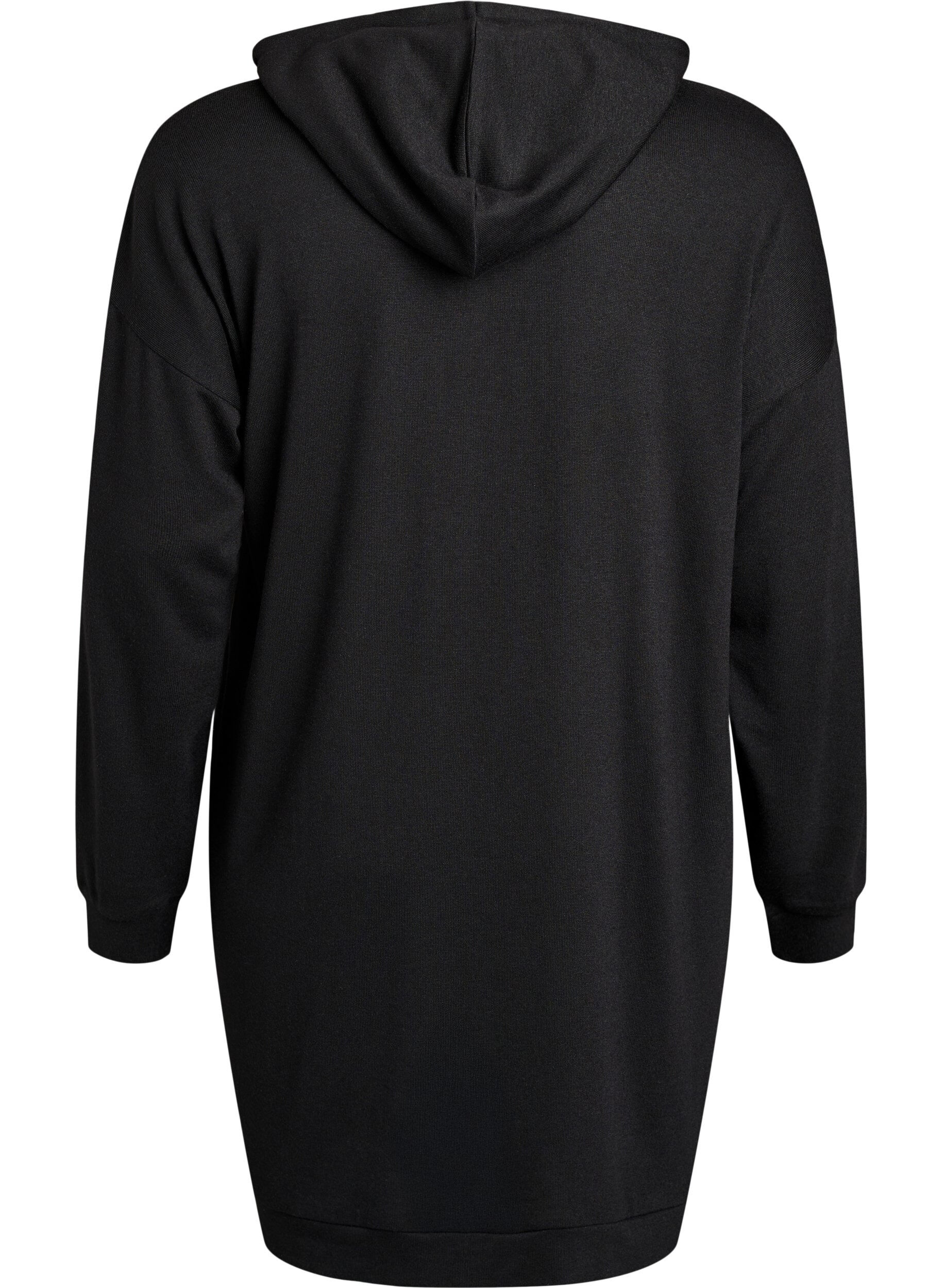 Zizzi Robe sweat &agrave; capuche courte avec poche kangourou, Noir, Packshot image number 1