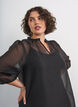 Robe courte en organza avec ourlet &agrave; volants, Noir, Model image number 3