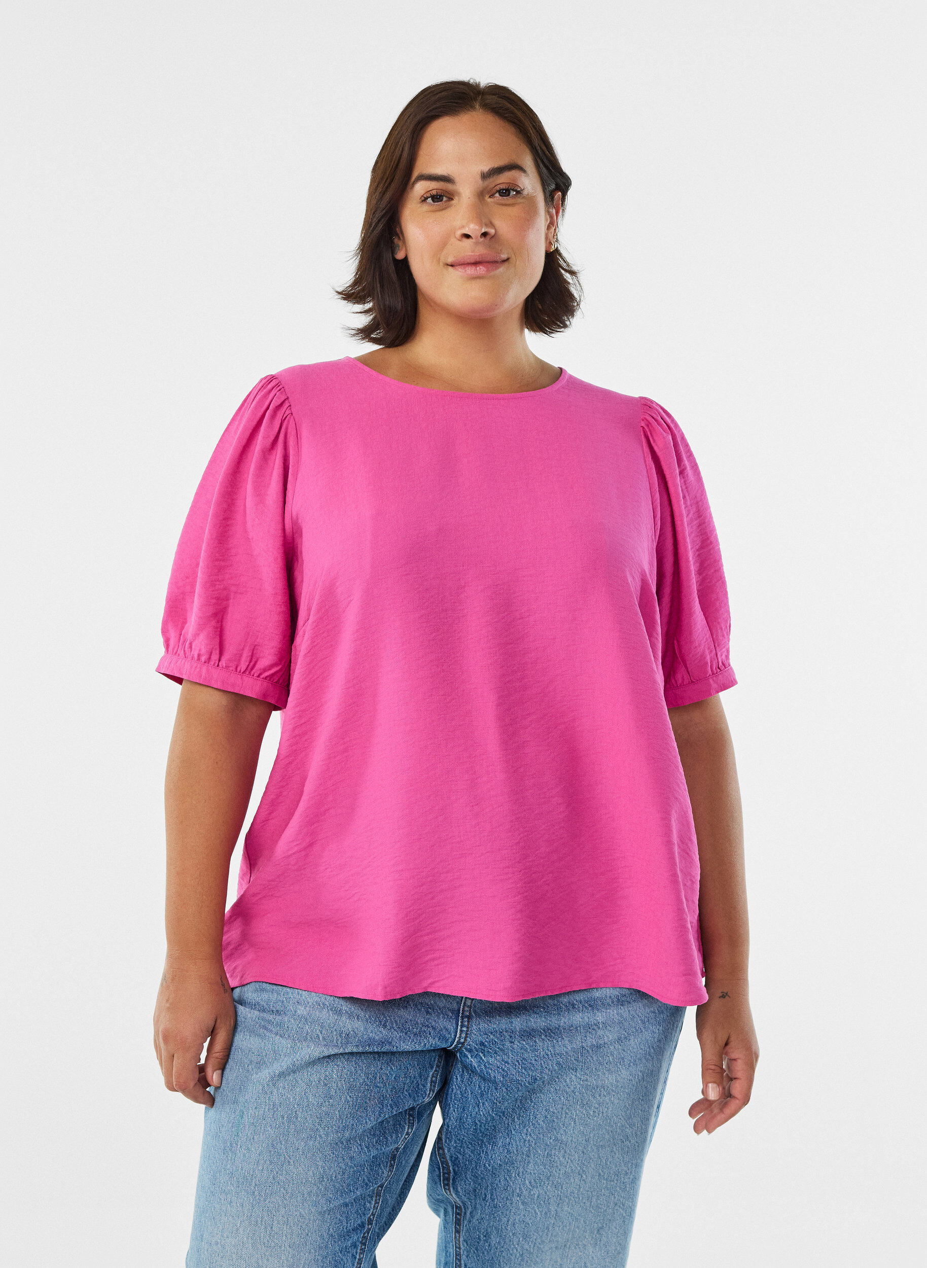 ZizziViscose blouse met 1/2 mouwen, Roze, Model image number 0