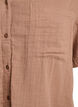 Katoenen mousseline blouse met korte mouwen, Bruin, Packshot image number 2