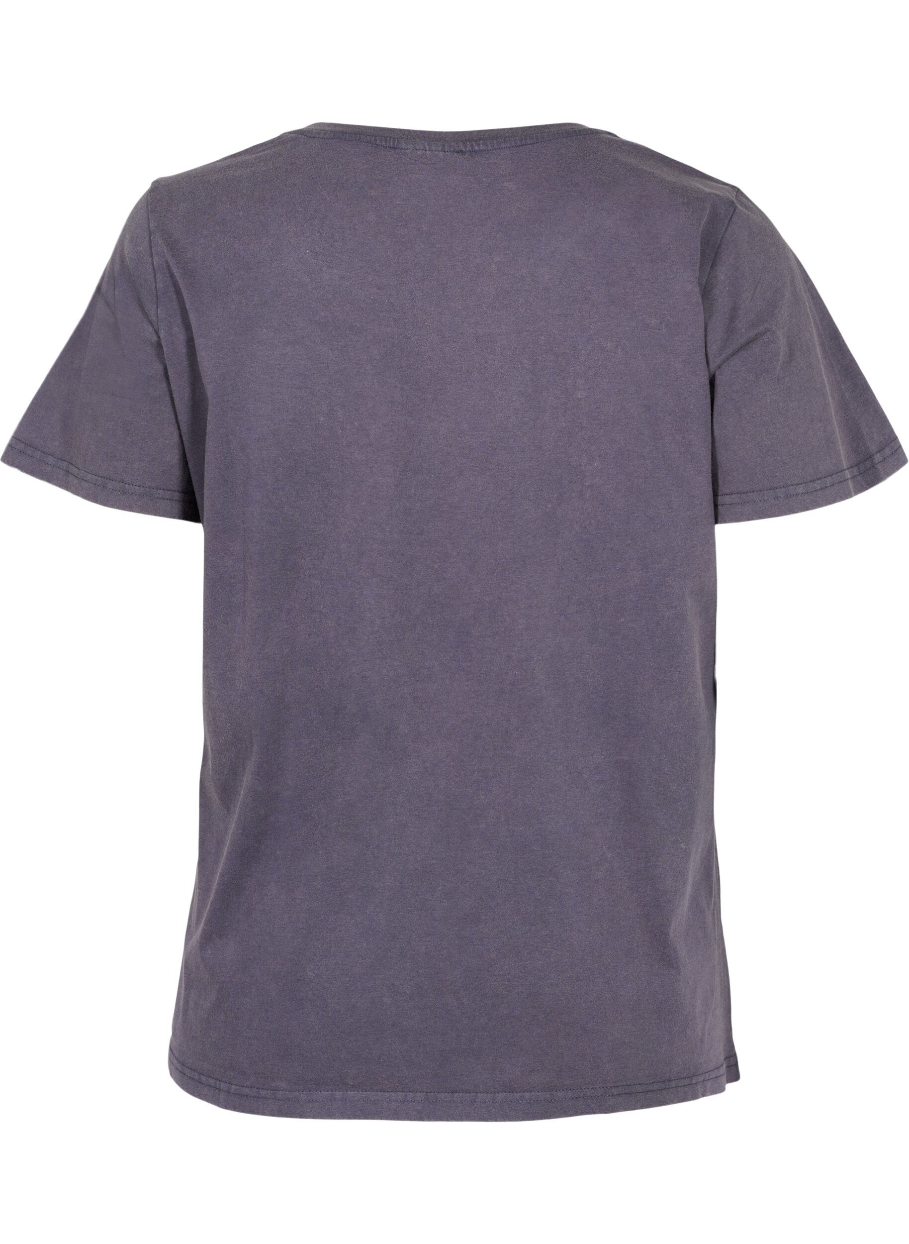Zizzi T-shirt en coton d&eacute;lav&eacute; &agrave; l'acide et aux pierres, Dark Grey Wash, Packshot image number 1