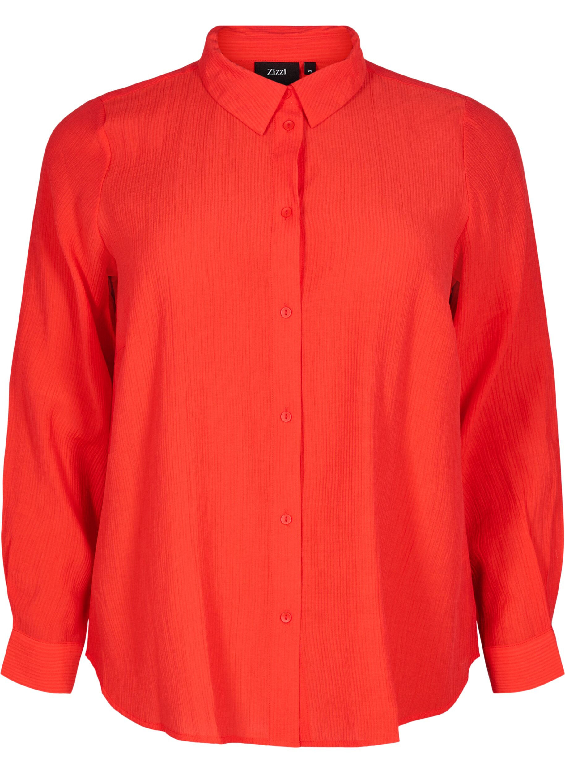 ZizziShirt met een gestreepte textuur, Rood, Packshot image number 0