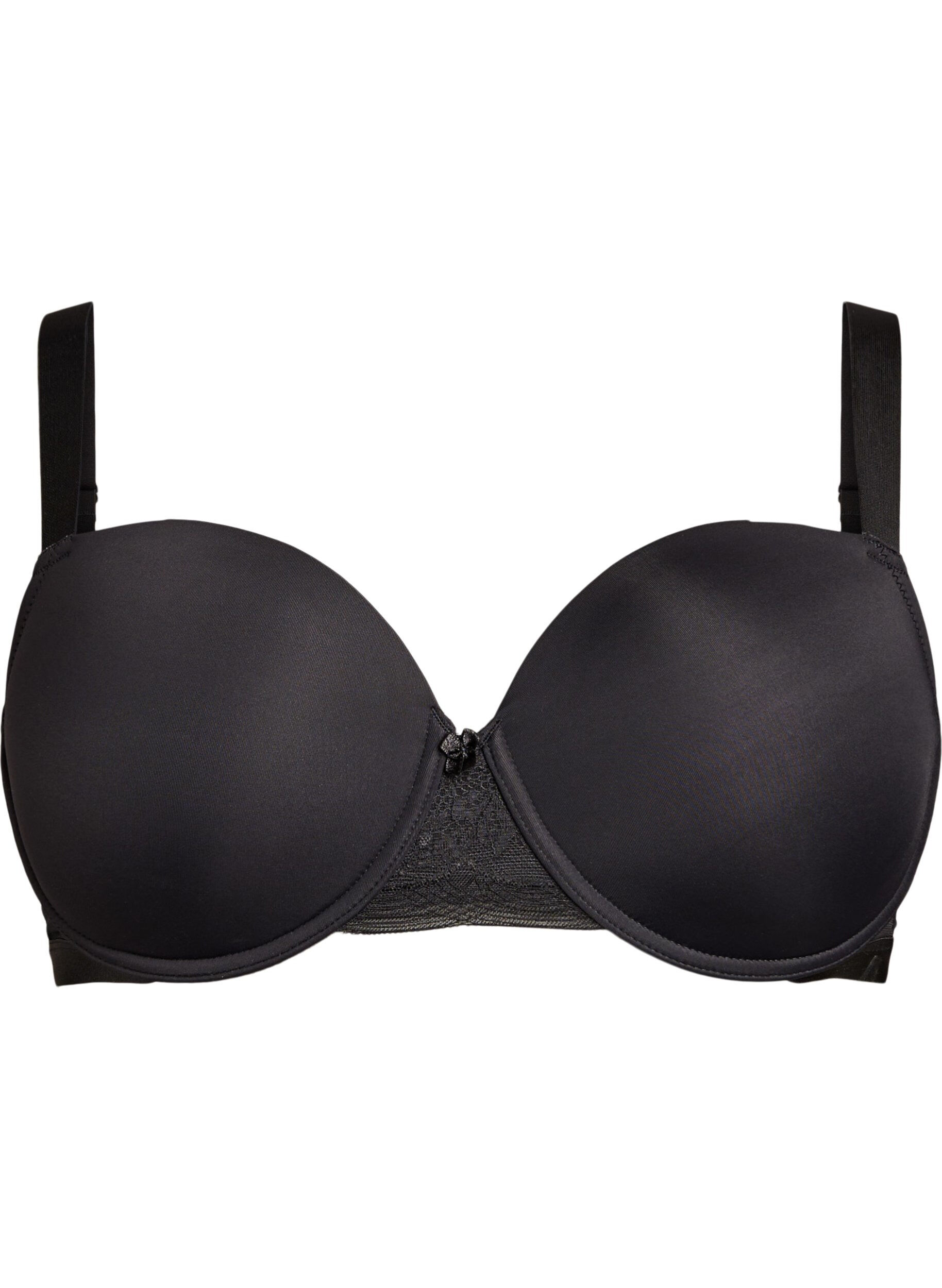 Zizzi Soutien-gorge T-shirt moul&eacute; avec bonnets lisses, Noir, Packshot image number 0